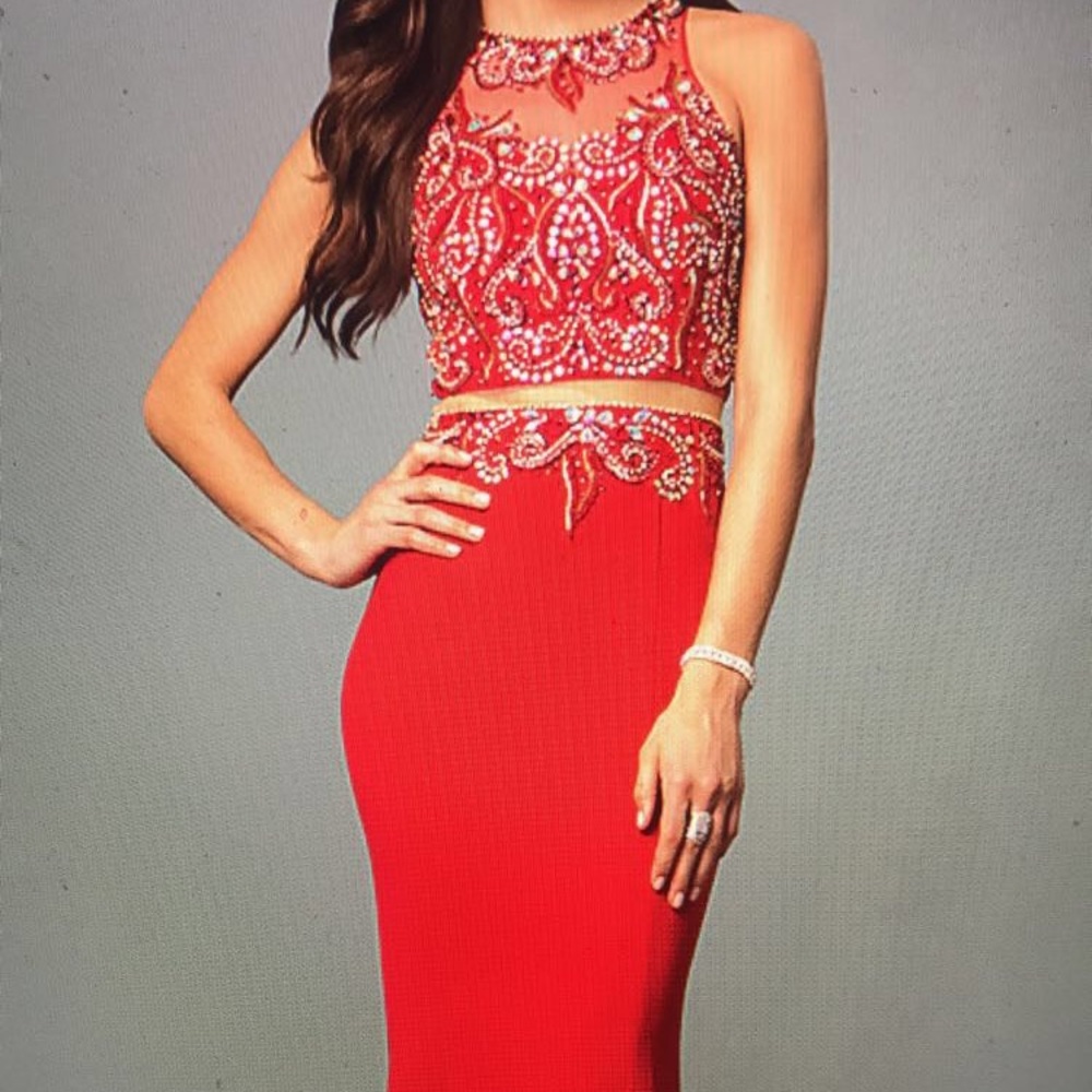 Red Two Piece Prom Dress